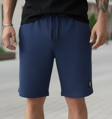 INDICLUB Self Design Men Blue Regular Shorts