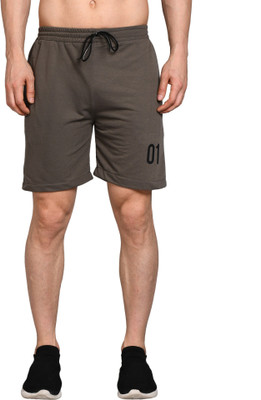 nomKLER Solid Men Grey Sports Shorts