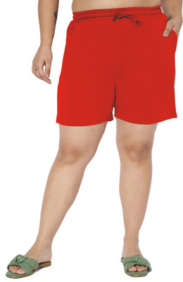BRINNS Solid Women Red Casual Shorts