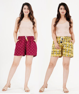 SPOHNA Printed Women Multicolor Regular Shorts