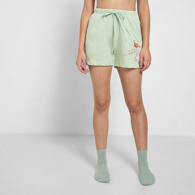 Dreamz by Pantaloons Solid Women Green Basic Shorts