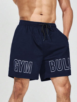 LOTHRIC Printed Men Dark Blue Sports Shorts, Basic Shorts