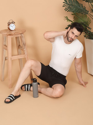 SWEET DREAMS Solid Men Black Basic Shorts
