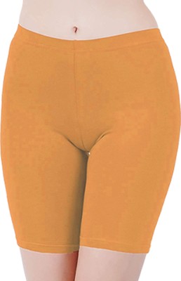 K M R Solid Women Yellow Cycling Shorts