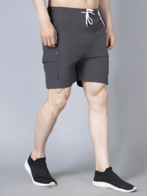 We Perfect Solid Men Grey Cargo Shorts