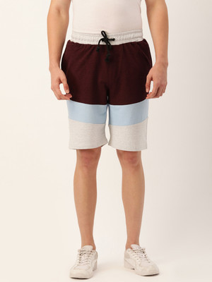 ARISE Color Block Men Maroon Casual Shorts