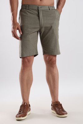 24 Street Solid Men Dark Green Casual Shorts