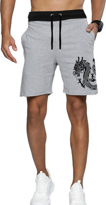 JUGULAR Printed Men Grey Basic Shorts
