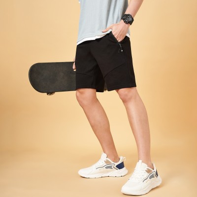 Street 808 by Pantaloons Solid Men Black Casual Shorts