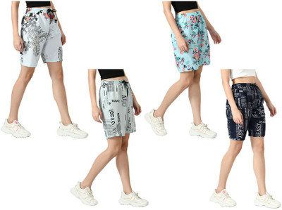 IndiWeaves Floral Print Women Multicolor Regular Shorts