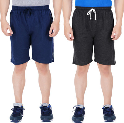 Guide Solid Men Blue, Black Regular Shorts