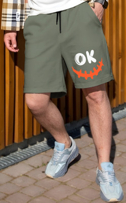 MOWA Printed Men Dark Green Regular Shorts