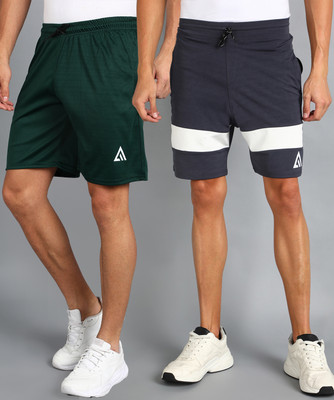 Adrenex Color Block Men Dark Grey, Green Basic Shorts