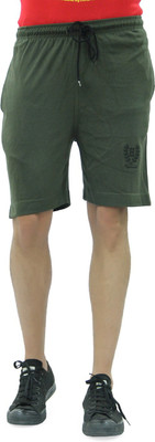 Humbert Solid Men Dark Green Basic Shorts