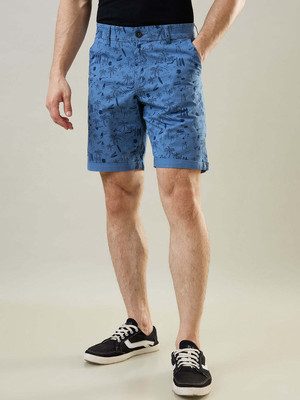 Tim Paris Printed Men Blue Basic Shorts