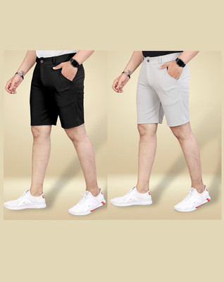 HHTRENDS Solid Men Black, Grey Basic Shorts