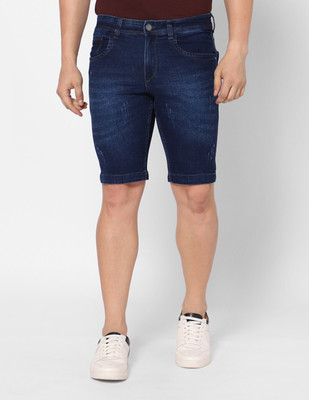 TCI Dyed/Washed Men Denim Blue Denim Shorts