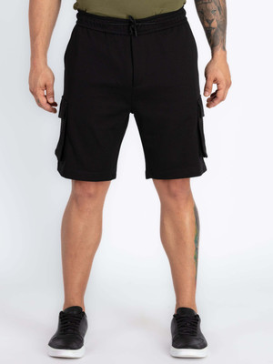 Status Quo Solid Men Black Casual Shorts