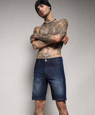 CAMPUS SUTRA Solid Men Denim Blue Denim Shorts