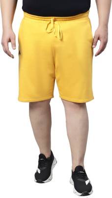 A nd J Solid Men Yellow Casual Shorts