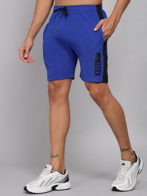 Veltick Self Design Men Blue Regular Shorts, Gym Shorts, Sports Shorts, Night Shorts