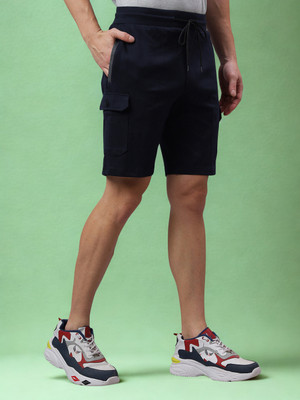 Ho Bindaass Solid Men Dark Blue Cargo Shorts