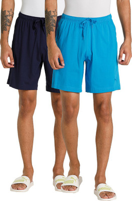 PUMA Solid Men Blue Casual Shorts