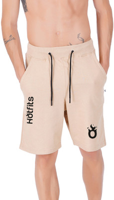 HOTFITS Solid, Printed Men Beige Basic Shorts