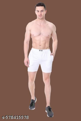 Srk Poshak Solid Men Denim White Sports Shorts