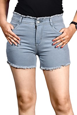 KICK FRICK Solid Women Denim Grey Denim Shorts