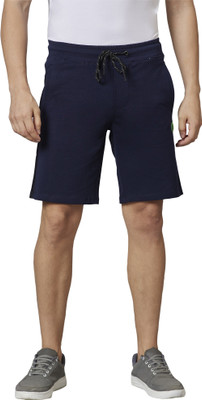 BEING HUMAN Solid Men Blue Basic Shorts