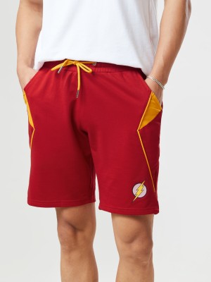 The Souled Store Color Block Men Red, Yellow Regular Shorts