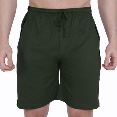 Bumchums Solid Men Dark Green Bermuda Shorts