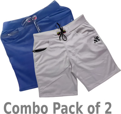 MAANU Solid Men Dark Blue, Grey Regular Shorts