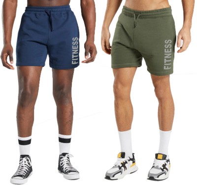 HOTFITS Solid Men Dark Blue, Green Basic Shorts