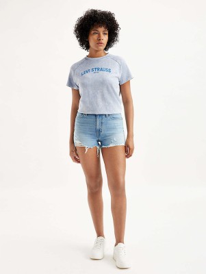 LEVI'S Solid Women Blue Denim Shorts