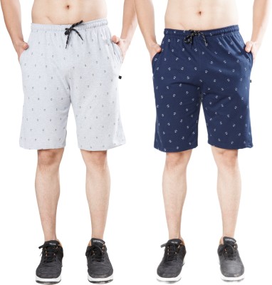 WILD CAMO Printed Men Dark Blue, White Regular Shorts