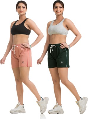 STYLE AK Solid Women Beige, Green Regular Shorts