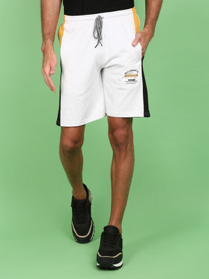 V-MART Color Block Men Grey, Grey Regular Shorts