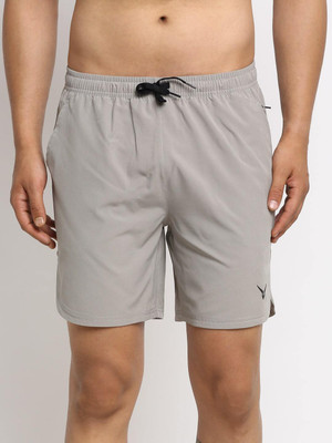 Invincible Solid Men Grey Sports Shorts