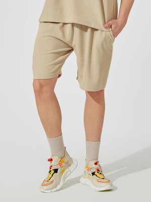 MANIAC Solid Men Beige Basic Shorts