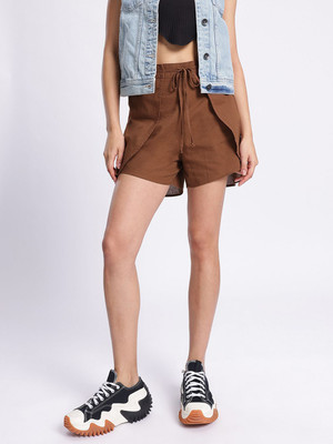 Dressberry Solid Women Brown Regular Shorts