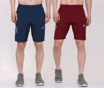 BatLand Solid Men Maroon, Blue Regular Shorts