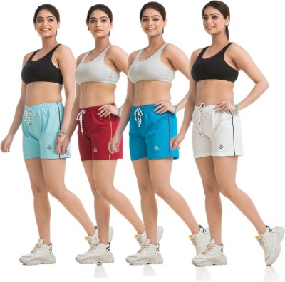 STYLE AK Solid Women Light Blue, Maroon, Green, White Regular Shorts