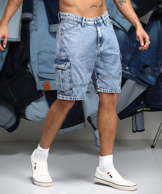 CAMPUS SUTRA Solid Men Denim Blue Denim Shorts