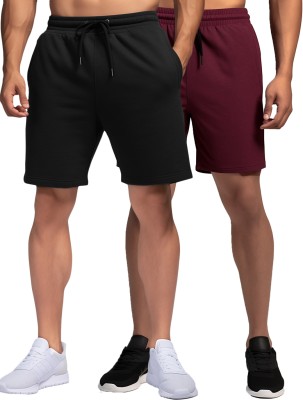 Fflirtygo Solid Men Black, Maroon Casual Shorts