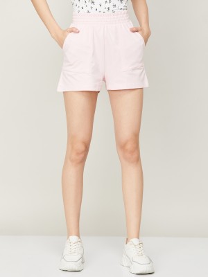 Ginger by Lifestyle Solid Women Pink Basic Shorts