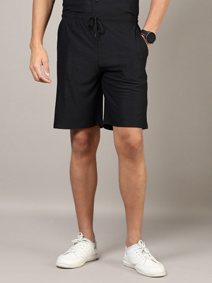 V-MART Self Design Men Black Casual Shorts