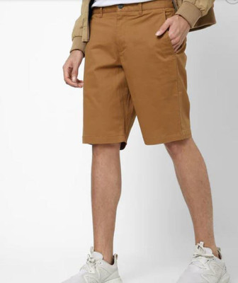French Connection Solid Men Khaki Basic Shorts