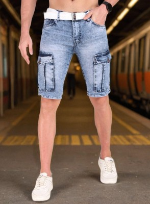 VERTICALS Solid Men Denim Light Blue Denim Shorts